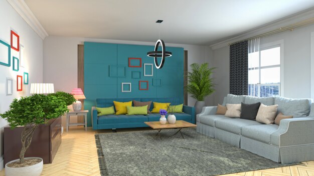 3d illustration of the living room interior