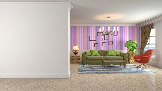 3d illustration of the living room interior