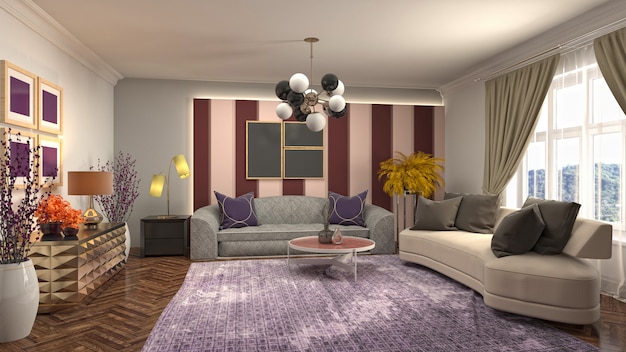 3d illustration of the living room interior