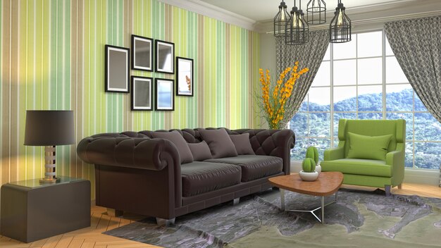 3d illustration of the living room interior