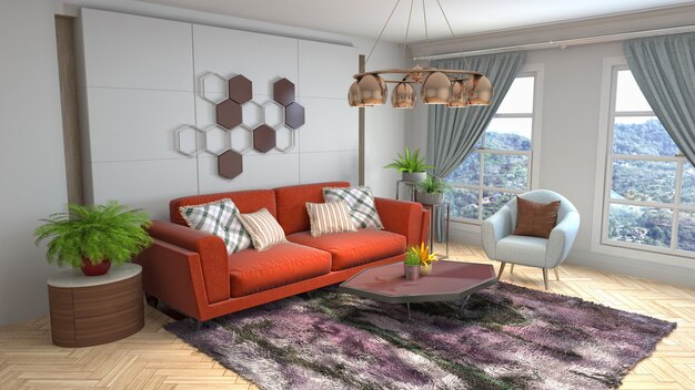 3d illustration of the living room interior