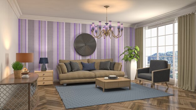 3d illustration of the living room interior