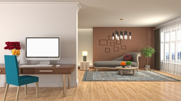 3d illustration of the living room interior