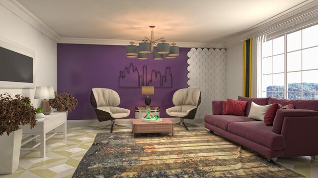 3d illustration of the living room interior