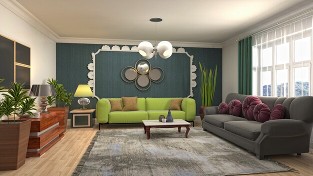 3d illustration of the living room interior