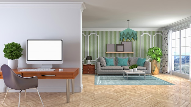 3d illustration of the living room interior