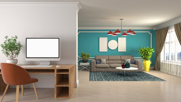 3d illustration of the living room interior