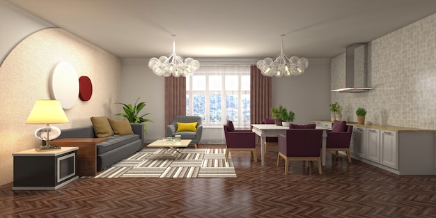 3d illustration of the living room interior