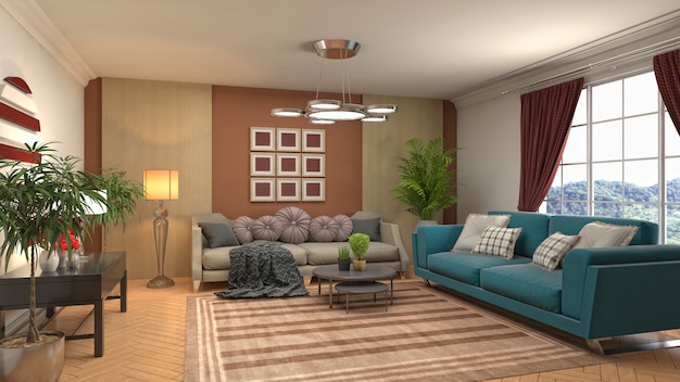 3d illustration of the living room interior