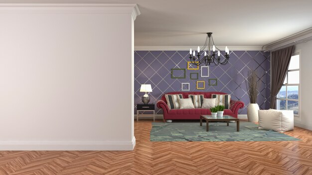 3d illustration of the living room interior