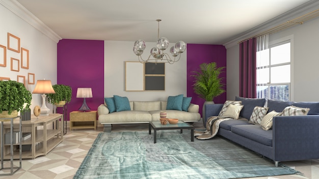 3d illustration of the living room interior