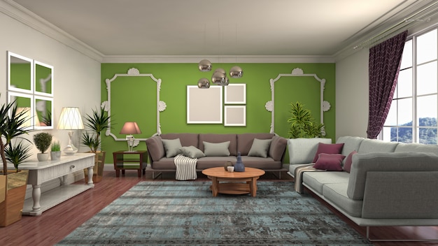 3d illustration of the living room interior