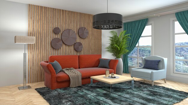 3d illustration of the living room interior