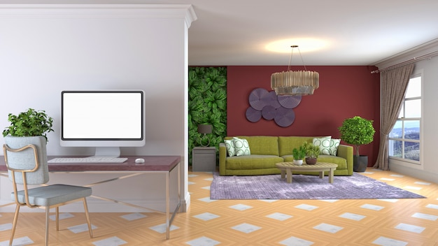 3d illustration of the living room interior