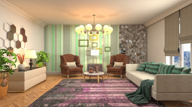 3d illustration of the living room interior