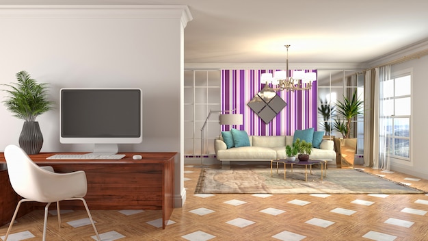 3d illustration of the living room interior