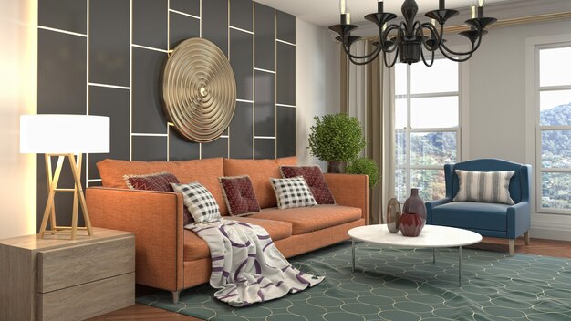 3d illustration of the living room interior