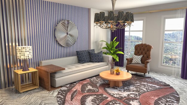 3d illustration of the living room interior