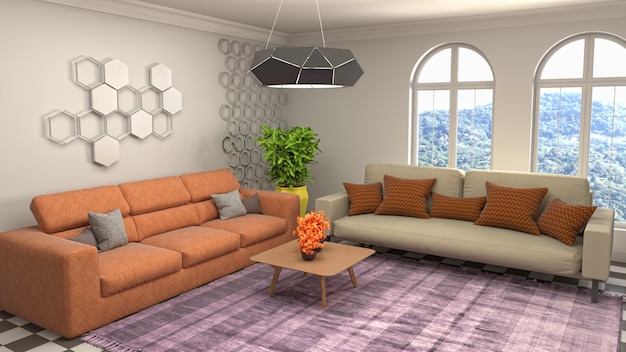 3d illustration of the living room interior