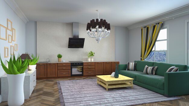 3d illustration of the living room interior