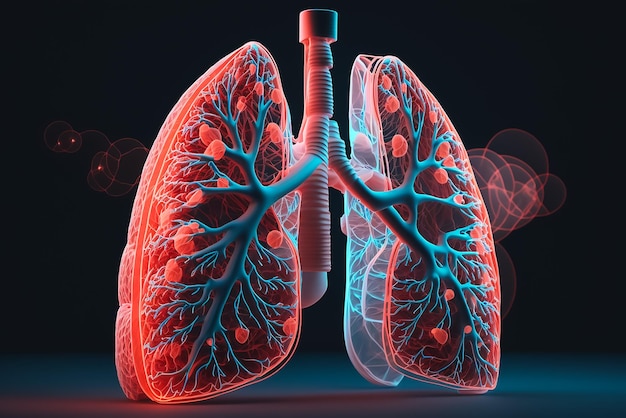 A 3d illustration of a lung with the word lung on it