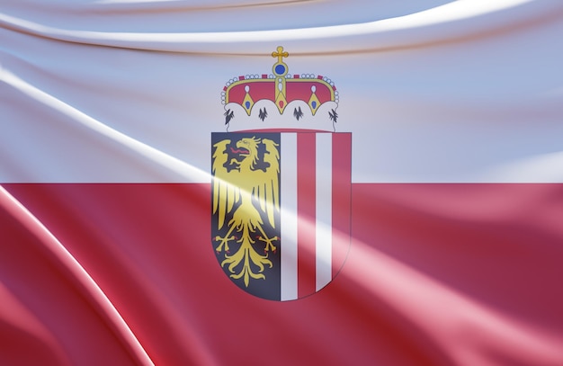 3d illustration of lupper austria flag on wavy fabric