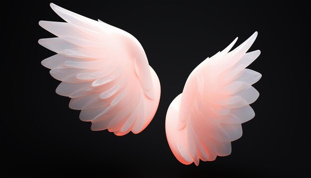 3D illustration magical pink white Angel Wings Backdrop Background Feathers Dark Dance Live Studio