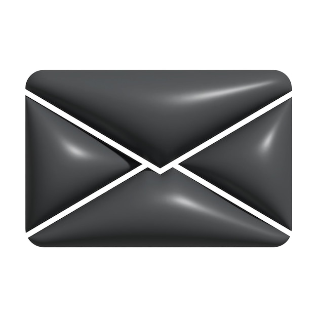 Photo 3d illustration of mail with black color