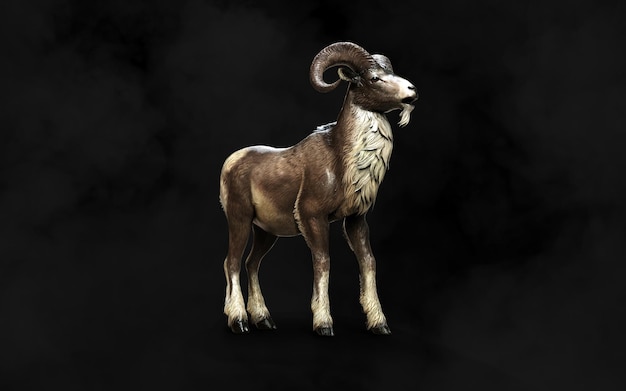 3d Illustration of Majestic Goat Striking a Powerful Pose