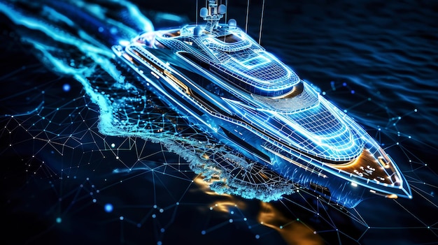 Foto un'illustrazione 3d di un maestoso yacht che galleggia graziosamente su acque tranquille