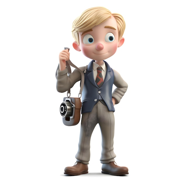 3D illustration of a man with a camera in his hand