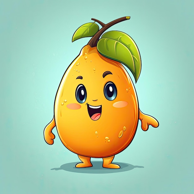 3D Illustration of mango character that is drawn in cartoon style AI Generated