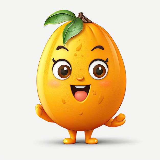 3D Illustration of mango character that is drawn in cartoon style AI Generated