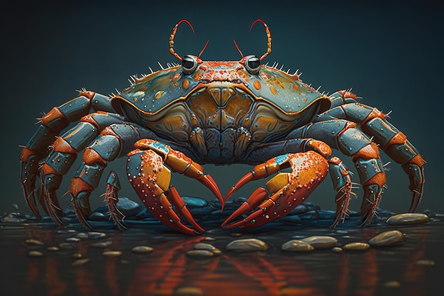 3d illustration mechanical crab, robot crab