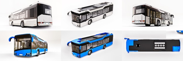 Foto illustrazione 3d autobus urbano mediun su sfondo bianco isolato rendering 3d