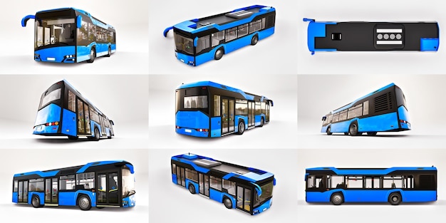 흰색 격리 된 배경 3d 렌더링에 3d 그림 Mediun 도시 버스