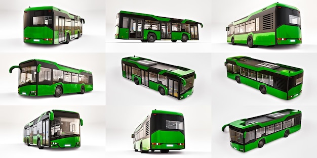 3d illustration Mediun urban bus on a white isolated background 3d rendering