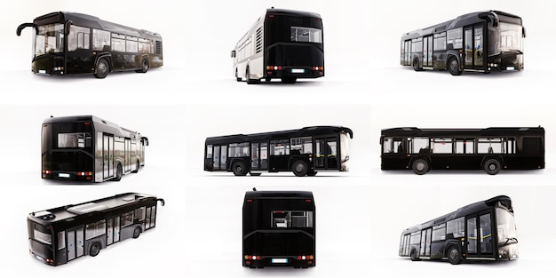 3d illustration Mediun urban bus on a white isolated background 3d rendering