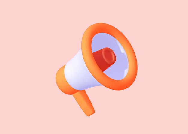 3d illustration megaphone on pastel background