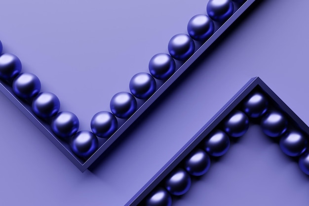 3d illustration metal purple  balls stand in a straight line on the path - labyrinth