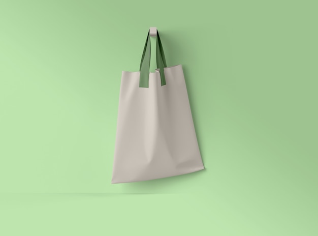 Photo 3d illustration. mockup of a cotton textile bag.