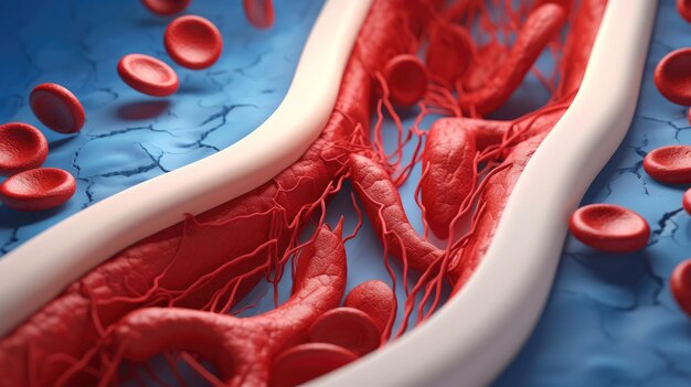 3d illustration mockup of the human organ systems circulatory digestive red and white bloodcells