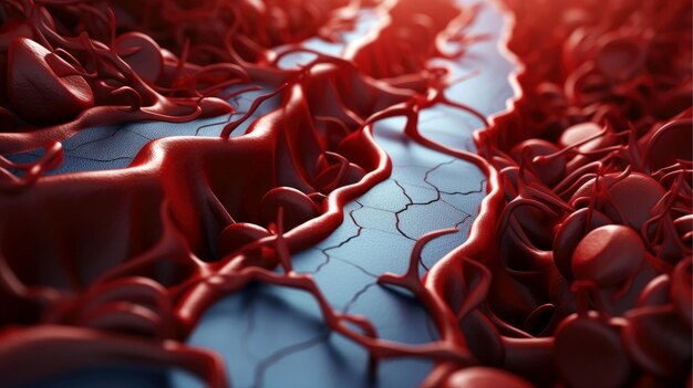 3d illustration mockup of the human organ systems circulatory digestive red and white bloodcells