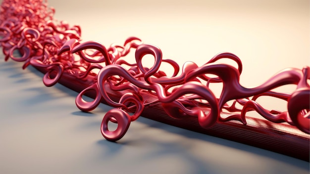 Photo 3d illustration mockup of the human organ systems circulatory digestive red and white bloodcells