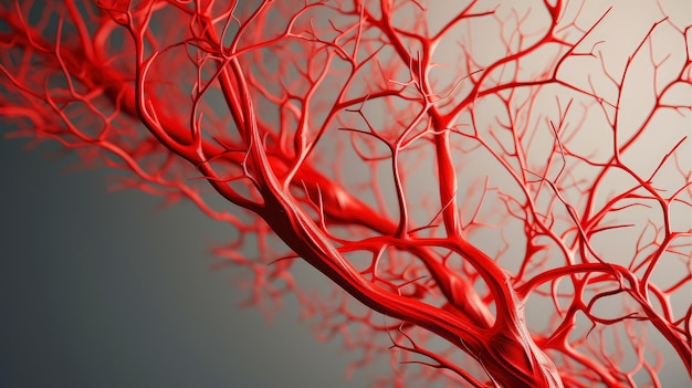 Photo 3d illustration mockup of the human organ systems circulatory digestive red and white bloodcells