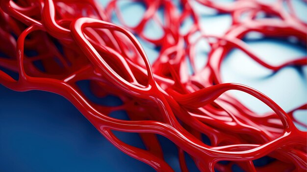 Photo 3d illustration mockup of the human organ systems circulatory digestive red and white bloodcells