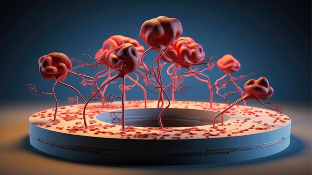 Photo 3d illustration mockup of the human organ systems circulatory digestive red and white bloodcells