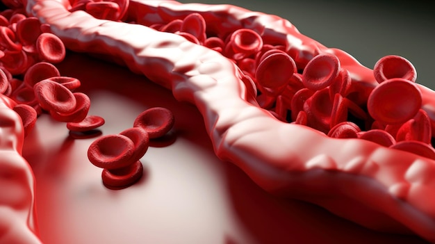 Photo 3d illustration mockup of the human organ systems circulatory digestive red and white bloodcells