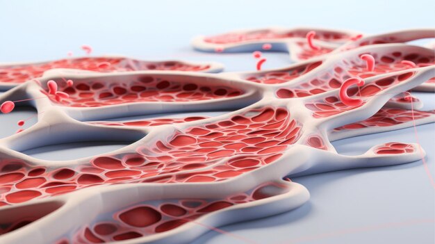 Foto mockup di illustrazione 3d dei globuli rossi e bianchi digestivi circolatori dei sistemi di organi umani