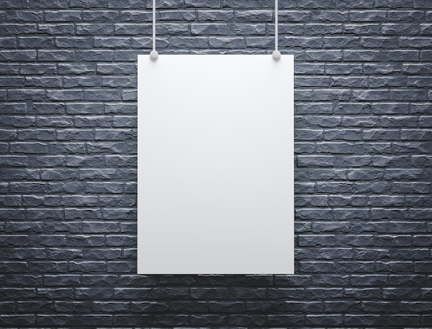 写真 3dイラスト壁に掛かっている空白のポスターのモックアッププロモーションと広告のコンセプト